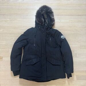 Arctic Expedition goose down black Parka with fur hood Women’s Medium